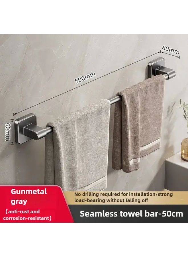 Non Punching Wall Mounted Towel Rack For Bathroom Gun Ash 19 69inch Single Bar Storage - Image 4