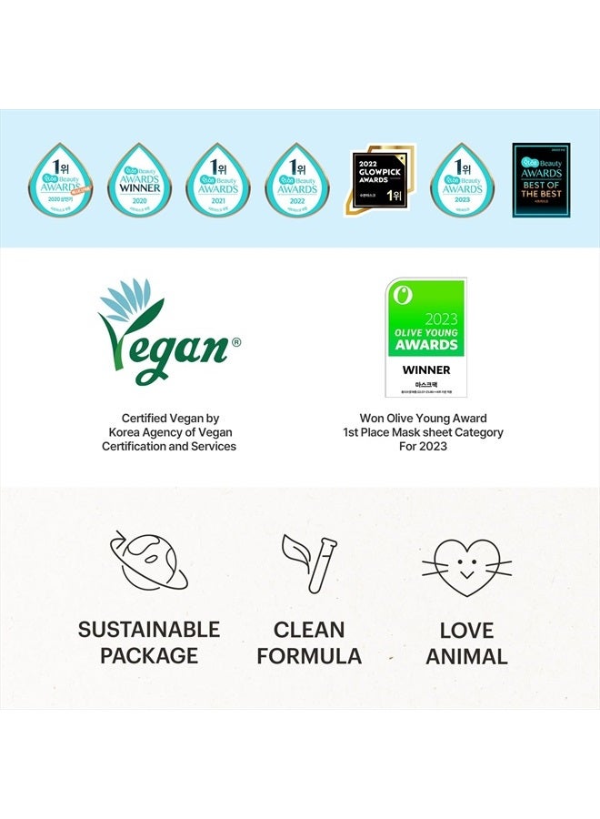 DIVE-IN Hyaluronic Acid Facial Sheet Masks (10 Count), Moisturizing Sheet Mask for Sensitive, Dry Skin | Fragrance-Free Alcohol-Free No Colorants | Vegan, Cruelty-Free Korean Skin Care