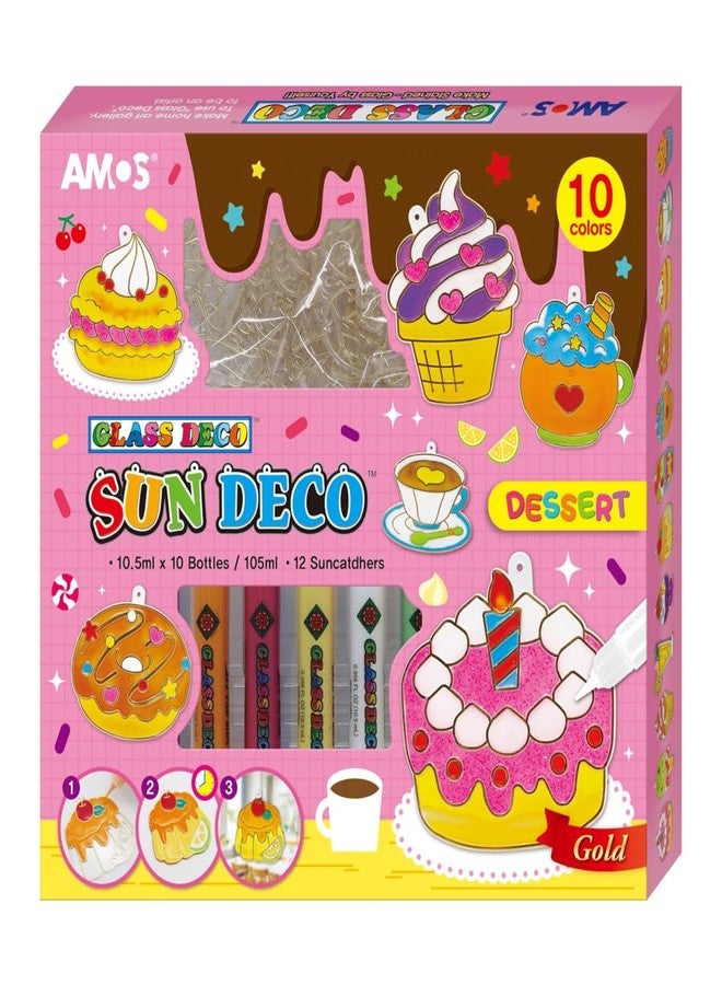 آموس زينة نوافذ AMOS Sun Deco - 10.5 مل × 10 ألوان - 12 قطعة صغيرة من زينة النوافذ الذهبية للأطفال (حلوى)، أعمال فنية وحرف يدوية للأطفال - Image 1