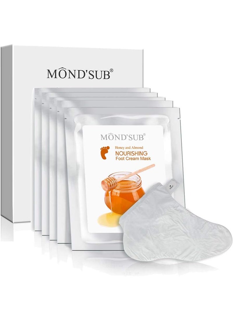 Mond'sub 5 Pairs of MOND'SUB Honey & Almond Nourishing Foot Masks - Baby Foot Moisturizing Mask for Dry Skin to Removing Dead Skin & Repairing Rough Heels & Foot Crack 