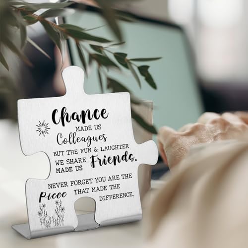 FOKCBOCM Colleague to Friend Gifts for Women Chance Made us Colleagues Keepsake Coworker Leaving Goodbye Gifts Going Away New Job Retirement Gifts for Colleague Friends Home Office Desk Sign Keepsake - Image 2