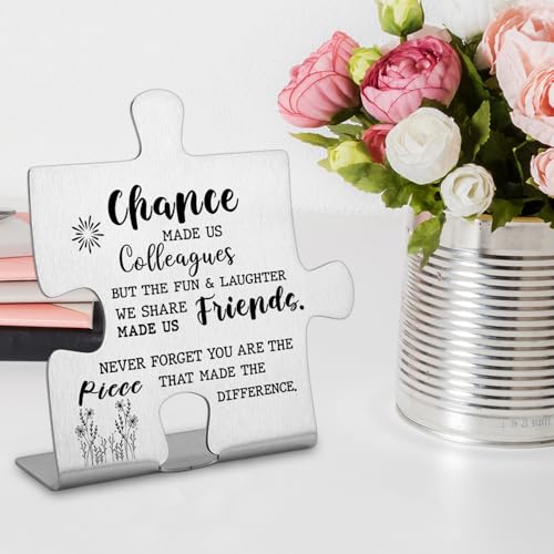 FOKCBOCM Colleague to Friend Gifts for Women Chance Made us Colleagues Keepsake Coworker Leaving Goodbye Gifts Going Away New Job Retirement Gifts for Colleague Friends Home Office Desk Sign Keepsake - Image 3