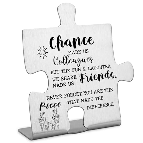 FOKCBOCM Colleague to Friend Gifts for Women Chance Made us Colleagues Keepsake Coworker Leaving Goodbye Gifts Going Away New Job Retirement Gifts for Colleague Friends Home Office Desk Sign Keepsake - Image 1