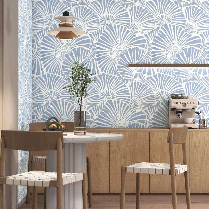 Theper White and Blue Wallpaper Peel and Stick Wallpaper Boho 17.3"Ã—78.8" Modern Wall Paper Removable Self Adhesive Wallpaper for Bedroom Blue Contact Paper for Cabinets Drawers Shelf Home Decor Vinyl Film - Image 4