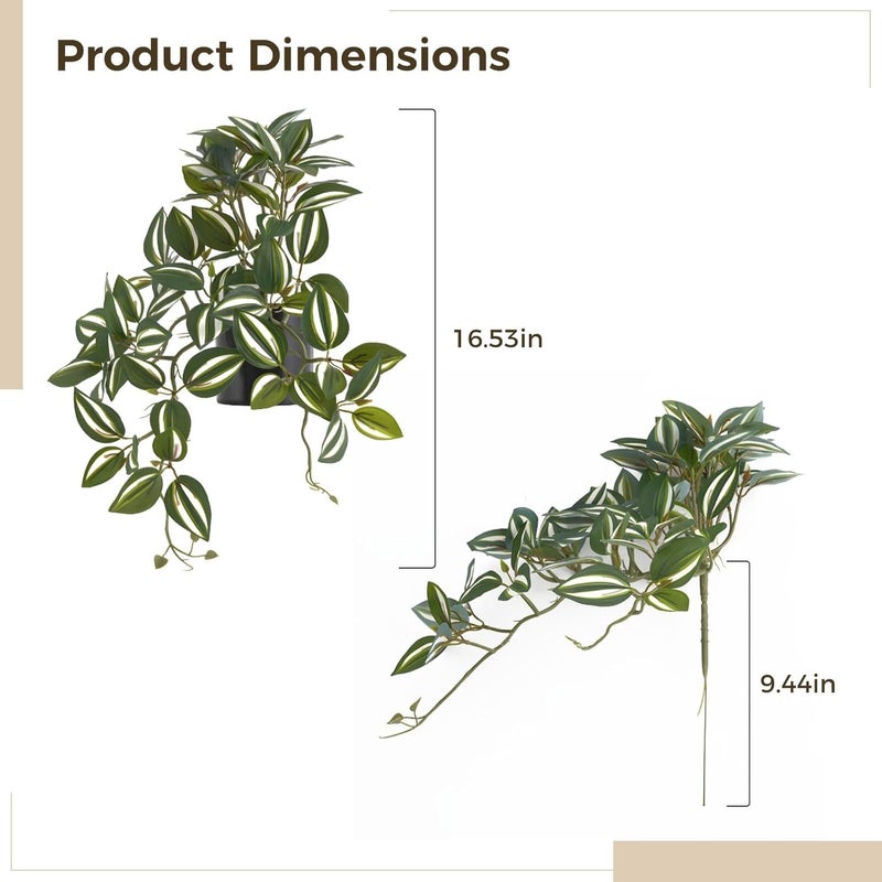 Decorative Faux Watermelon Peperomia Plant, Silk Leaves with Pot, Realistic Indoor Greenery for Home Decor - Image 3