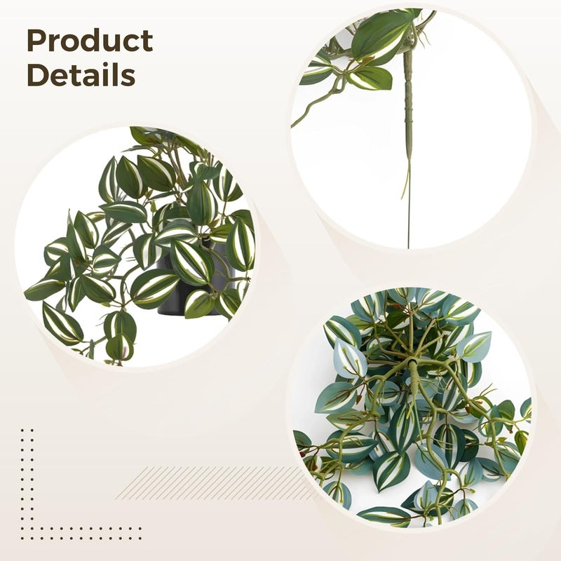 Decorative Faux Watermelon Peperomia Plant, Silk Leaves with Pot, Realistic Indoor Greenery for Home Decor - Image 2