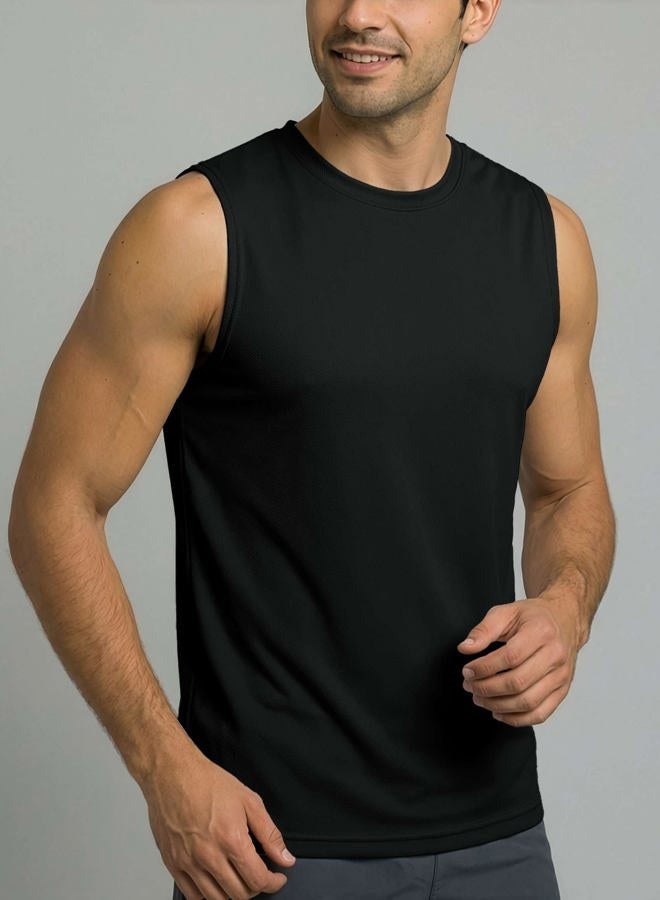 REALESSENTIALS Men's Mesh Tank Top Quick Wicking Jersey Sleeveless Muscle Active Performance Sport Basketball Beach Gym Workout Running Training Fitness Athletic Bodybuilding Undershirt Breathable- Set 10, L - Image 5