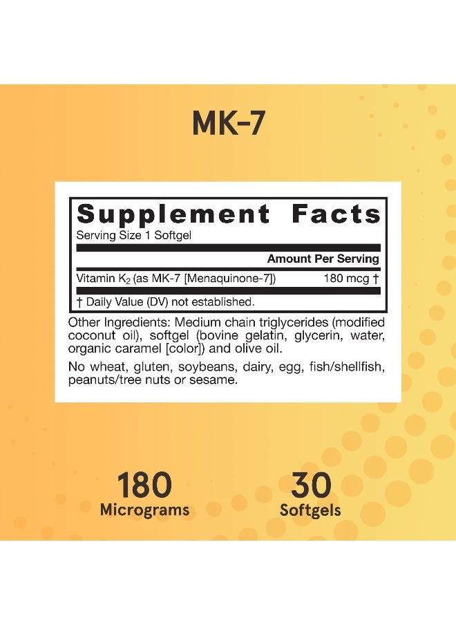 jarrow formulas - Jarrow Formulas, MK-7, 180 mcg, 30 Softgels - Image 1