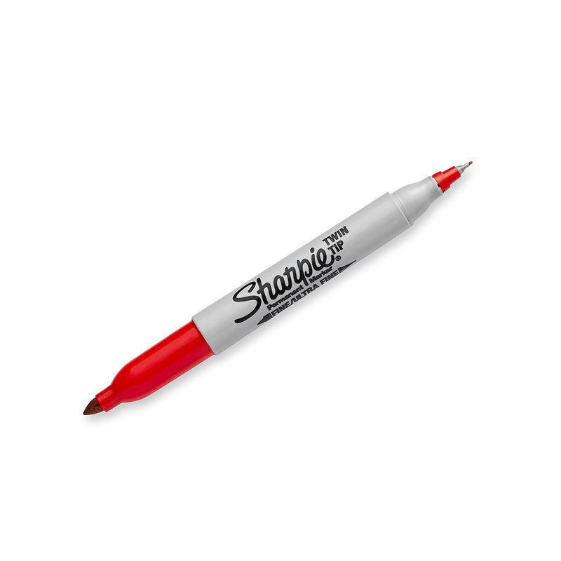 Sharpie Twin Tip Permanent Markers, Fine and Ultra Fine, Red, 12 Count - Image 4
