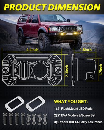 AKD Part Amber Flush Mount LED Pods AKD Part CREE LED Flush Bumper Lights 40W Spot Flood Combo Offroad Driving Light Amber LED Fog Chase Lights Pods for Trucks Pickup SUV UTV ATV - Image 3
