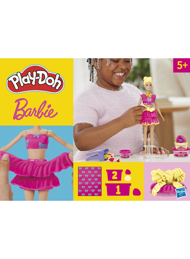 Play-Doh مجموعة باربي بلاي دو مع الكشكش والأقواس، اصنع ملابس الدمى مع مركب النمذجة و9 إكسسوارات أزياء، فنون وحرف للبنات والأولاد 5+ - Image 1