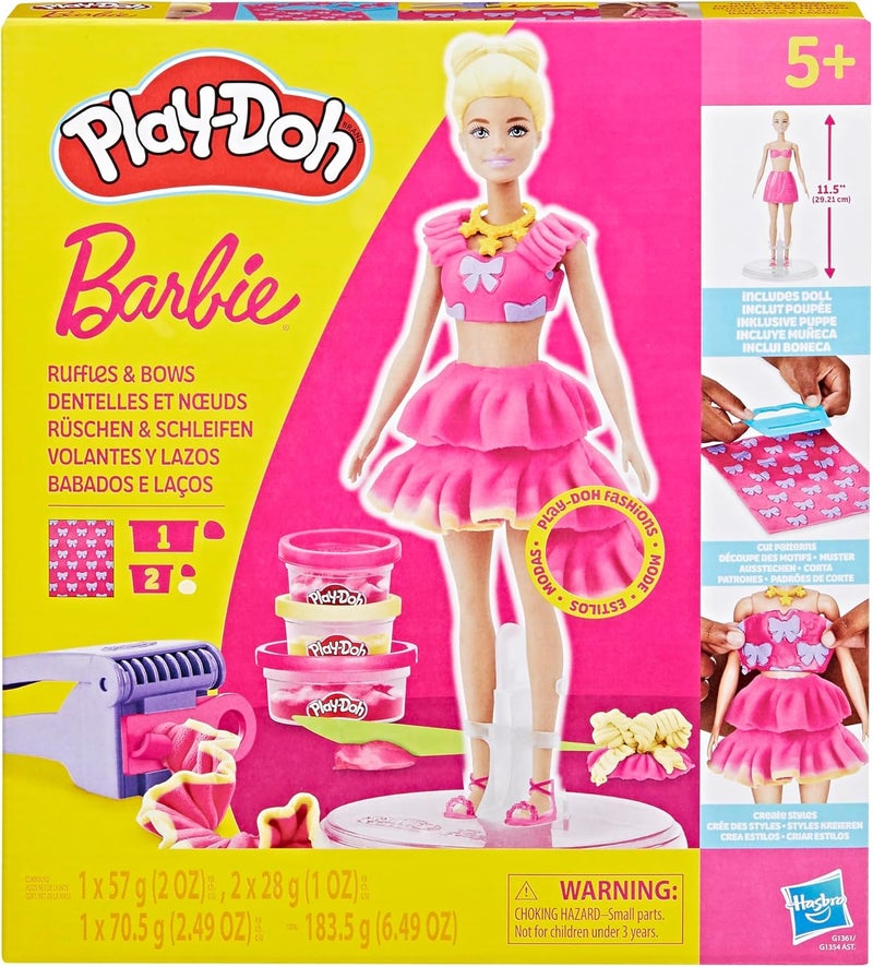 Play-Doh 0Barbie Ruffles and Bows Set with Doll and Fashion Accessories - Image 1