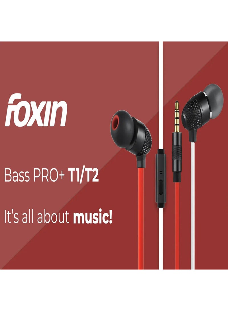 FOXIN Renewed - BASS PRO+ T2 Metallic in-Ear Wired Earphones - Image 2