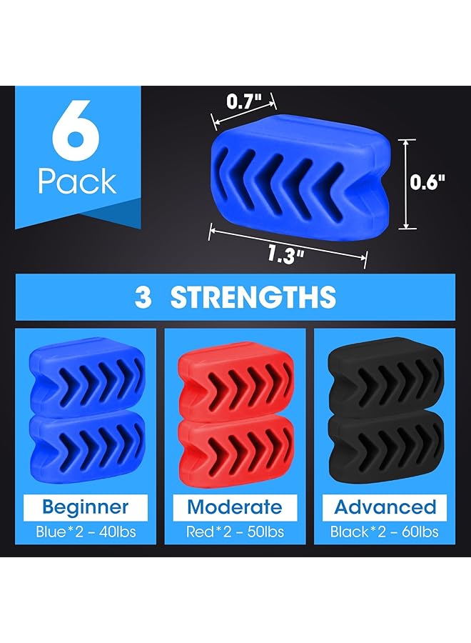 إكسفور جهاز تمرين الفك المتطور 2024 للرجال والنساء (6 قطع) 3 مستويات مقاومة من السيليكون لتمرين خط الفك، جهاز تدريب الفك، مقوي ومشكل خط الفك لجميع مستويات المستخدمين، خالٍ من مادة BPA، أزرق + أحمر + أسود - Image 3