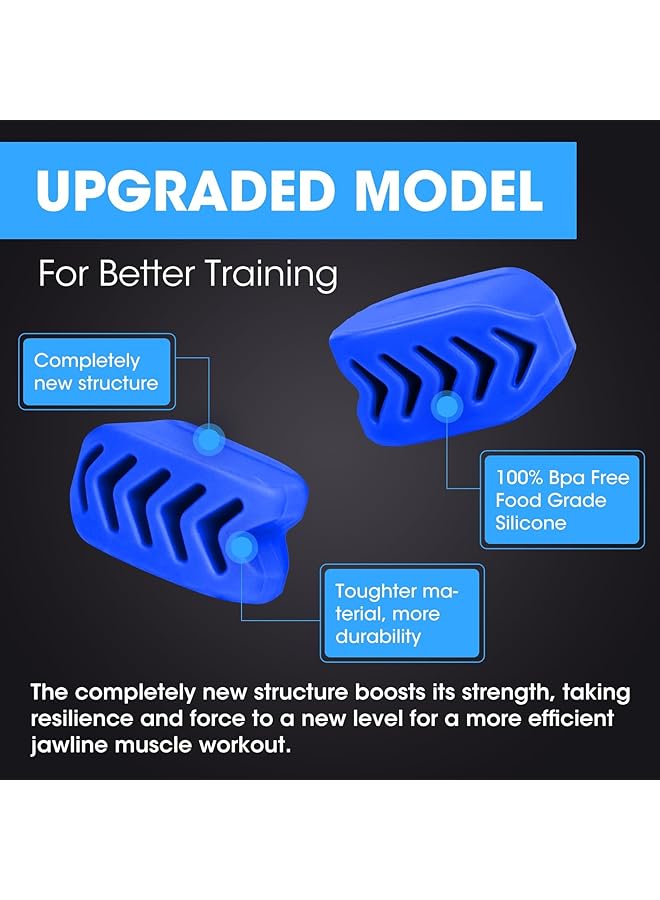 إكسفور جهاز تمرين الفك المتطور 2024 للرجال والنساء (6 قطع) 3 مستويات مقاومة من السيليكون لتمرين خط الفك، جهاز تدريب الفك، مقوي ومشكل خط الفك لجميع مستويات المستخدمين، خالٍ من مادة BPA، أزرق + أحمر + أسود - Image 4
