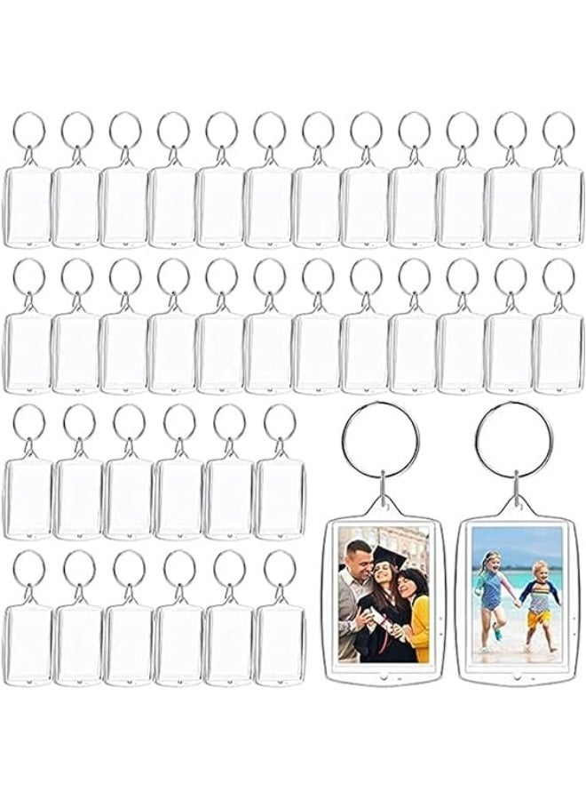 150 قطعة صورة سلاسل المفاتيح, الاكريليك صورة سلاسل المفاتيح, الاكريليك سلاسل المفاتيح الفراغات, واضح صورة إدراج سلاسل المفاتيح, صورة سلاسل المفاتيح, صورة إطار سلاسل المفاتيح 2.2 × 1.6 بوصة DIY مستطيل سلاسل المفاتيح - Image 1