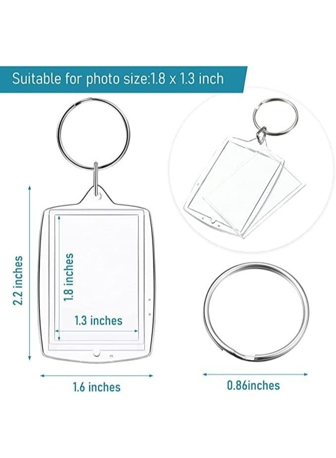 150 قطعة صورة سلاسل المفاتيح, الاكريليك صورة سلاسل المفاتيح, الاكريليك سلاسل المفاتيح الفراغات, واضح صورة إدراج سلاسل المفاتيح, صورة سلاسل المفاتيح, صورة إطار سلاسل المفاتيح 2.2 × 1.6 بوصة DIY مستطيل سلاسل المفاتيح - Image 2