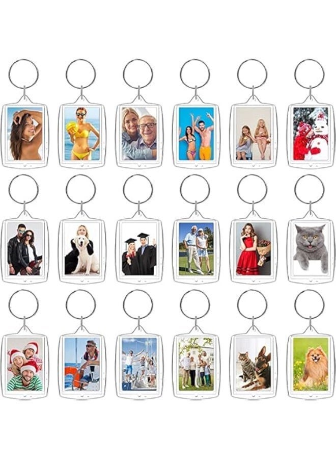 150 قطعة صورة سلاسل المفاتيح, الاكريليك صورة سلاسل المفاتيح, الاكريليك سلاسل المفاتيح الفراغات, واضح صورة إدراج سلاسل المفاتيح, صورة سلاسل المفاتيح, صورة إطار سلاسل المفاتيح 2.2 × 1.6 بوصة DIY مستطيل سلاسل المفاتيح - Image 3