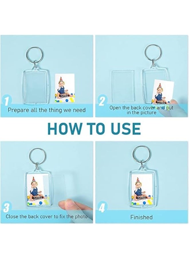 150 قطعة صورة سلاسل المفاتيح, الاكريليك صورة سلاسل المفاتيح, الاكريليك سلاسل المفاتيح الفراغات, واضح صورة إدراج سلاسل المفاتيح, صورة سلاسل المفاتيح, صورة إطار سلاسل المفاتيح 2.2 × 1.6 بوصة DIY مستطيل سلاسل المفاتيح - Image 5