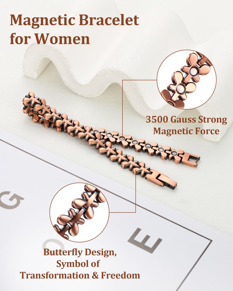 BioMag 99.99% Copper Bracelets for Women, Magnetic Bracelets with 3500 Gauss Neodymium Magnets with Adjustable Sizing Tool & Jewelry Box (Copper) - Image 3