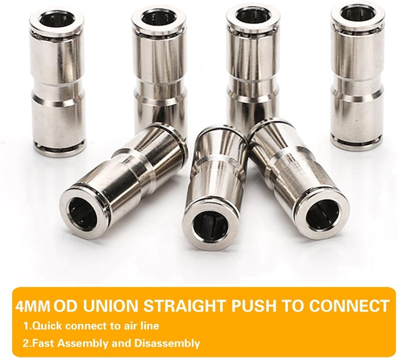 CEKER 4mm Union Straight Push to connect fittings Stainless Steel Pneumatic Push Connectors, 4mm x 4mm Tube Quick Connect Fittings Air Line Fittings for 4mm Tube 2Pack - Image 4