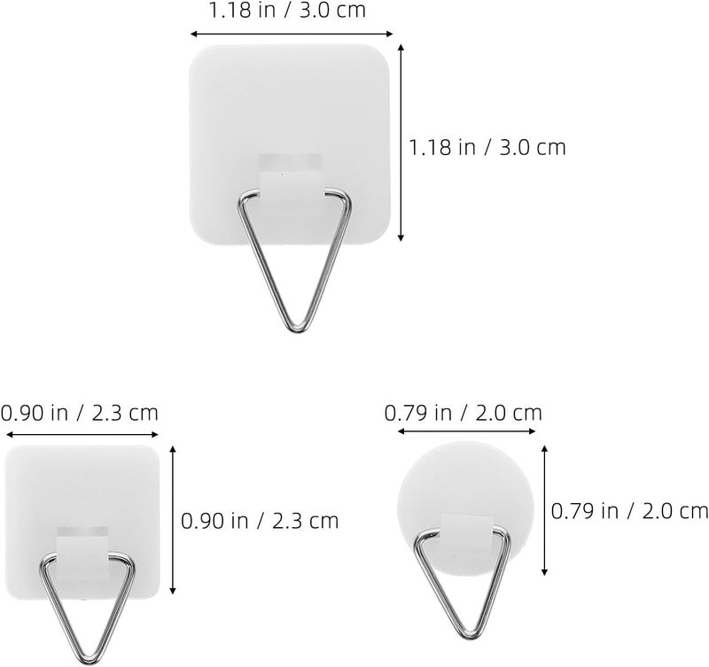 Plastic Adhesive Hooks 30pcs Set, White Square Round Wall Mount Plate Hangers with Strong Sticky Backing for Bathroom, Kitchen, and Home Organization - Image 2