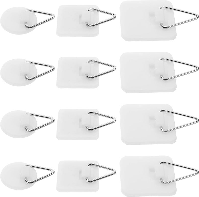 Plastic Adhesive Hooks 30pcs Set, White Square Round Wall Mount Plate Hangers with Strong Sticky Backing for Bathroom, Kitchen, and Home Organization - Image 1