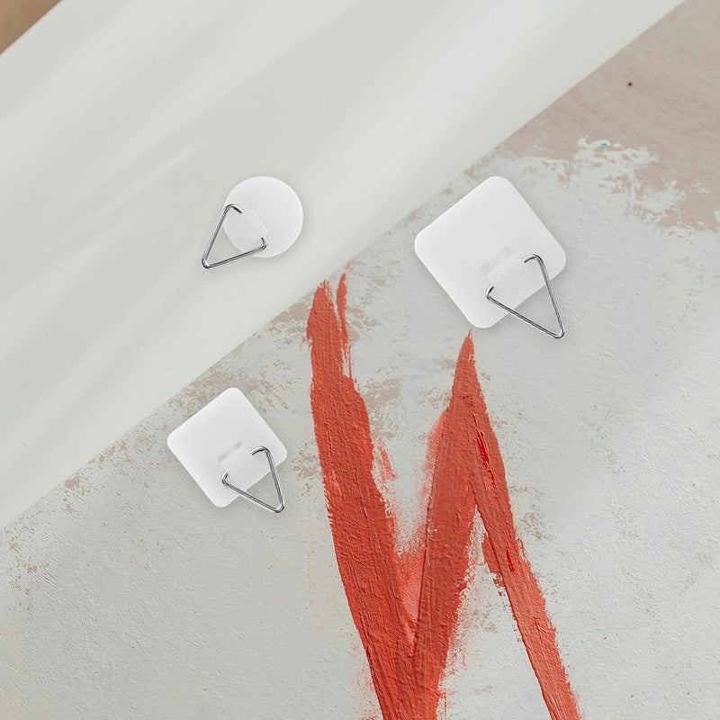 Plastic Adhesive Hooks 30pcs Set, White Square Round Wall Mount Plate Hangers with Strong Sticky Backing for Bathroom, Kitchen, and Home Organization - Image 4