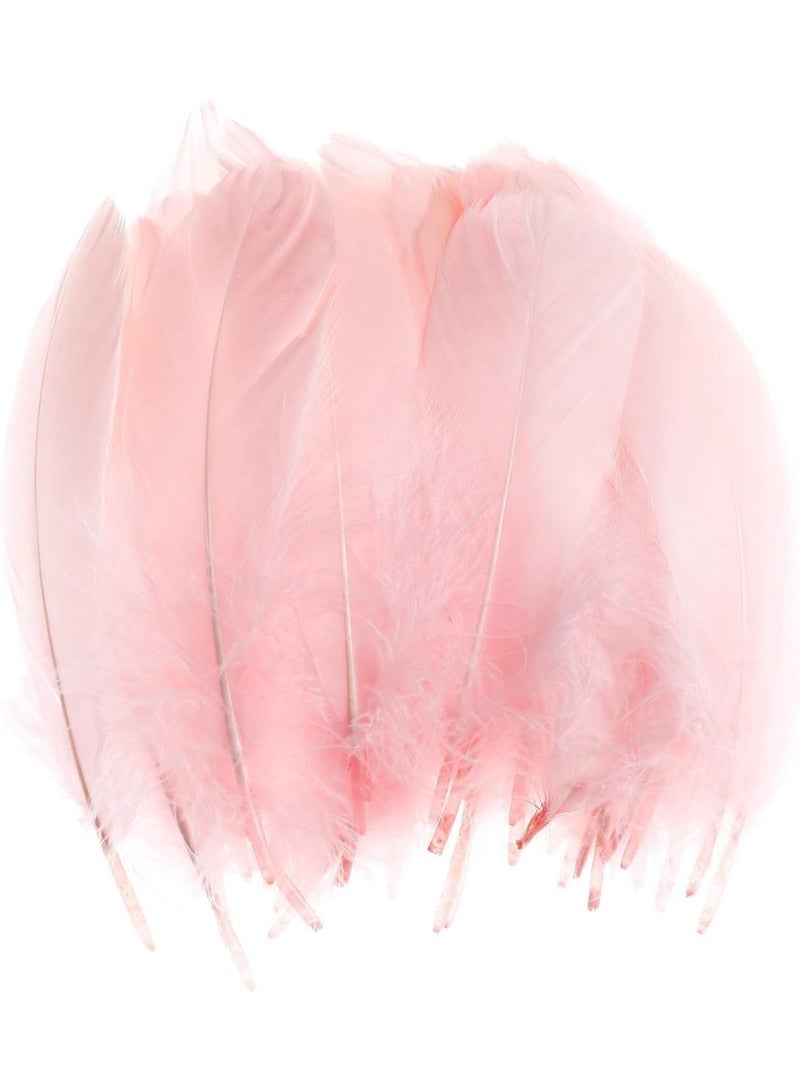 100 قطعة من شعر الأوز الطبيعي ، ريش الزفاف الوردي ، للحرف اليدوية ، الديكور الاحتفالي ، آمنة وغير سامة ، 6-8 بوصة - Image 1