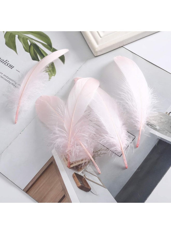 100 قطعة من شعر الأوز الطبيعي ، ريش الزفاف الوردي ، للحرف اليدوية ، الديكور الاحتفالي ، آمنة وغير سامة ، 6-8 بوصة - Image 5