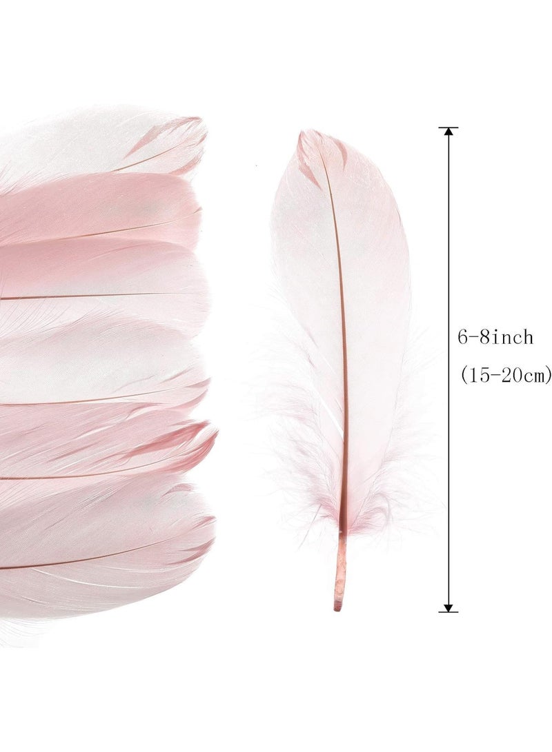 100 قطعة من شعر الأوز الطبيعي ، ريش الزفاف الوردي ، للحرف اليدوية ، الديكور الاحتفالي ، آمنة وغير سامة ، 6-8 بوصة - Image 2