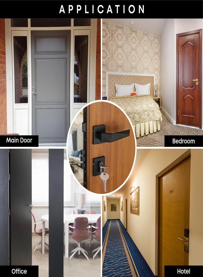 Lapo Premium Mortise Door Lock Set for Main Door With 3 Brass Keys - Handle Lock for Home/Office/Hotel (Black Finish) Ro-126 - Zinc, Pull Handle - Image 4