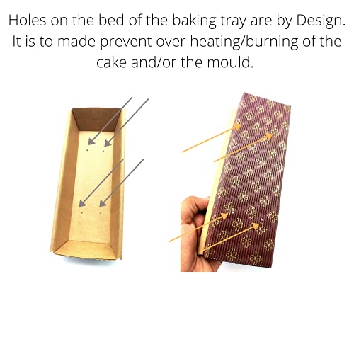 Esslly Disposable Bar Cake Mould Trays - 22x8x4.5 cm | Elegant Brown Floret Design | Premium Corrugated Paper | Oven Safe, Greaseproof | Pack of 10 Moulds - Image 5