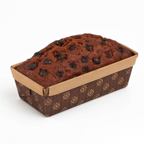 Esslly Disposable Bar Cake Mould Trays - 22x8x4.5 cm | Elegant Brown Floret Design | Premium Corrugated Paper | Oven Safe, Greaseproof | Pack of 10 Moulds - Image 4