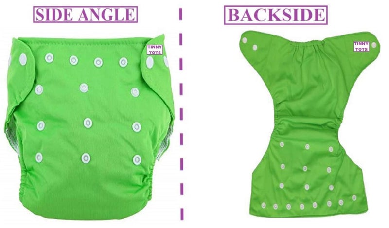 Tinny Tots Autumn Winter Special 2 Baby Cloth Diaper Reusable Adjustable Nappy Washable All In One Adjustable With 2 Bamboo Charcoal Diaper Inserts(5 Layers) Combo Set(GREEN,BLUE) - Image 2