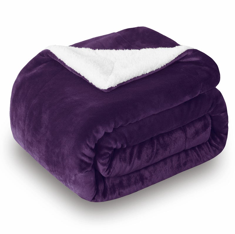 SOCHOW Sherpa Fleece Throw Blanket DoubleSided Super Soft Luxurious Plush Blanket Twin Size Aubergine 60inch X80