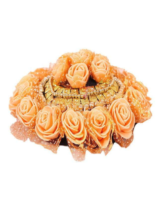 Honbon Artificial Bun Hair Accessories For Girls/Women, Orange, Medium - Image 3