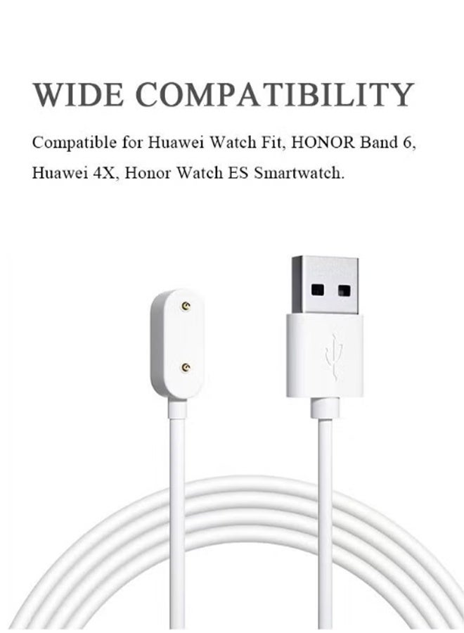 واي جيه متوافق مع شاحن Huawei Watch Fit Honor Band 6 ، كابل شحن USB لاستبدال الساعة الذكية 100 سم ، شاحن مغناطيسي (أبيض) 1 قطعة - Image 3