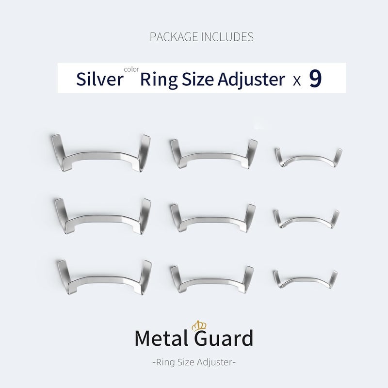 ELETIUO 9 Pack Filled Silver Metal Ring Guard,Invisible Ring Size Adjuster Set for Loose Rings,Ring Guard,Ring Sizer,Fit for Men and Women Rings - Image 2