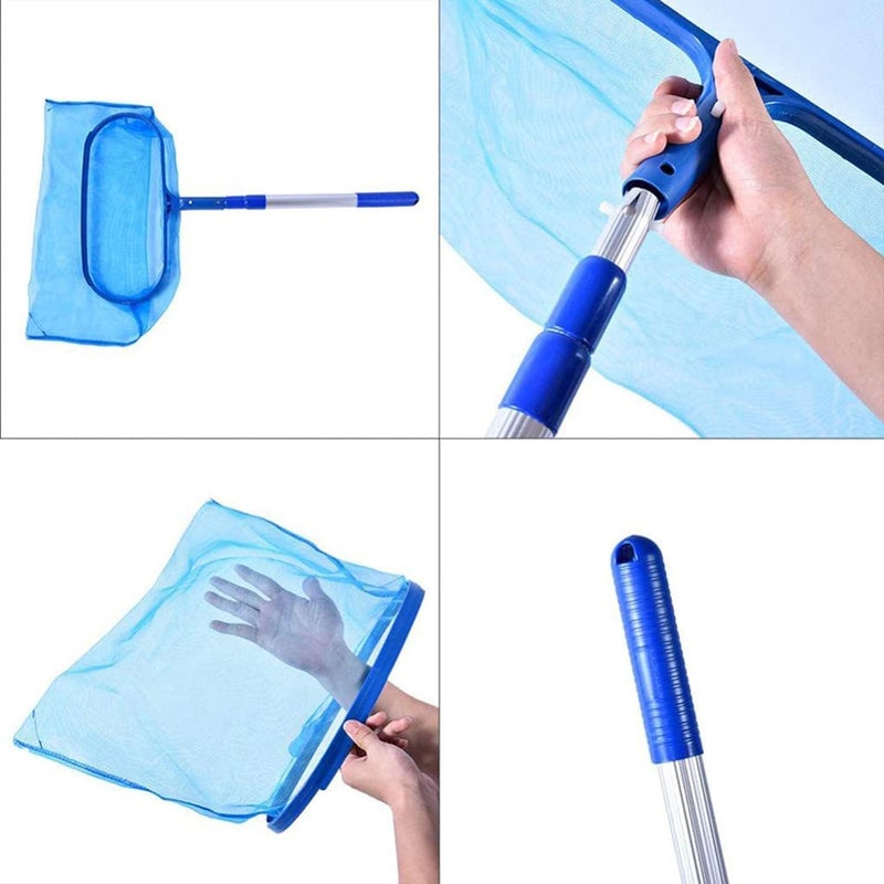 HZYH Swimming Pool Deep Skimmer Net, Telescopic Pole Leaf Skimmer Fine Mesh Net, Large Opening and Capacity, Plastic Frame Protect, Suitable For Remove Leaves, Dirt, Debris, Blue - Image 5