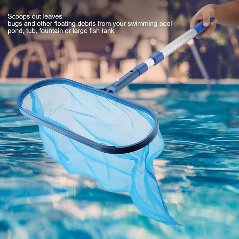 HZYH Swimming Pool Deep Skimmer Net, Telescopic Pole Leaf Skimmer Fine Mesh Net, Large Opening and Capacity, Plastic Frame Protect, Suitable For Remove Leaves, Dirt, Debris, Blue - Image 4
