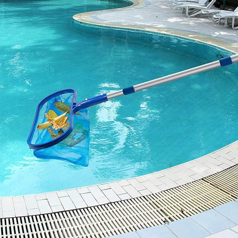 HZYH Swimming Pool Deep Skimmer Net, Telescopic Pole Leaf Skimmer Fine Mesh Net, Large Opening and Capacity, Plastic Frame Protect, Suitable For Remove Leaves, Dirt, Debris, Blue - Image 3