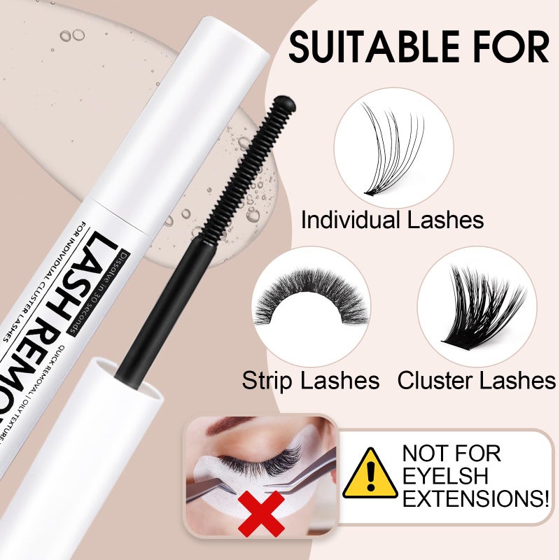 Miuffue مزيل غراء الرموش ميؤفي 5 مل مزيل رموش كلاسٹر للرموش الصناعية الفردية، الغراء والرموش الوهمية، فرشاة ماسكارا لطيفة وغير مهيجة - Image 2