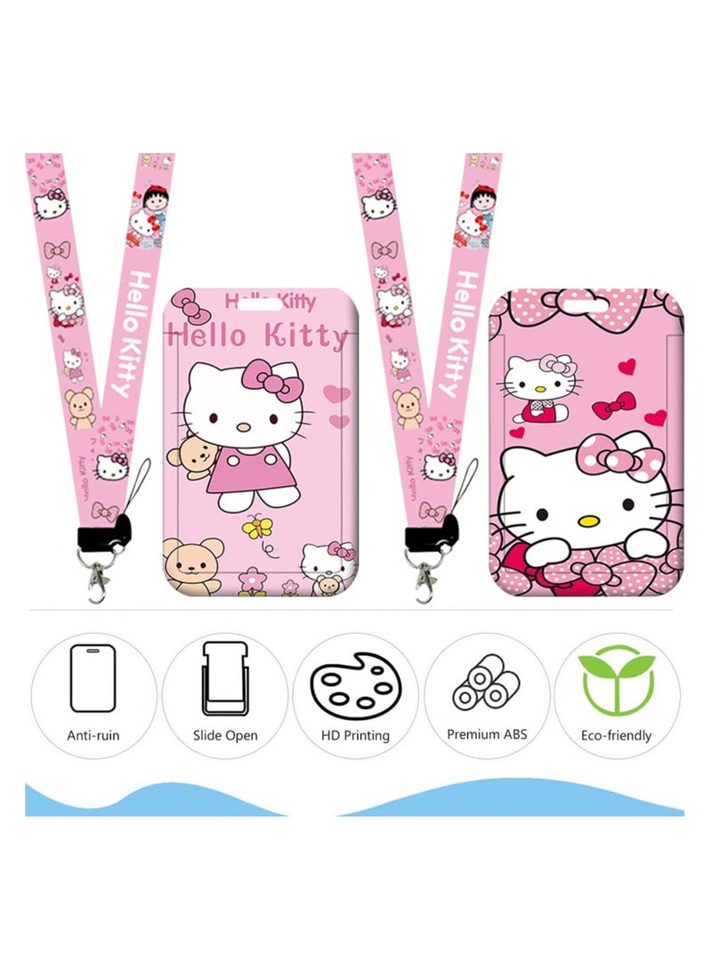Generic 2 Pcs Cartoon Animal ID Badge Holders with Detachable Lanyard, Waterproof Kids Card Holder with Neck Strap and Key Chain  - Image 3