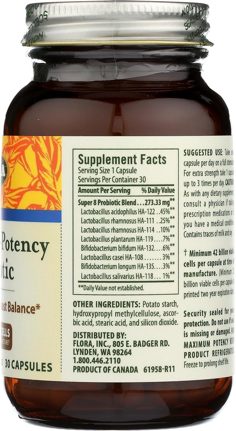 Flora Udo's Choice Super 8 Hi-Potency Probiotic - 30 Capsules with 42 Billion CFU for Digestive and Yeast Balance - Image 2