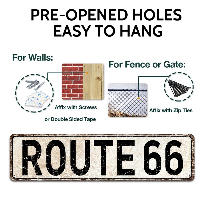 SOYAVE Route 66 Road Signs Vintage Room Decor Metal Sign Retro Road Sign  U.S. 66 High Way Road Tin Decor Sign for Home  Room & Garage Wall Decoration 4? 16 Inches - Image 3