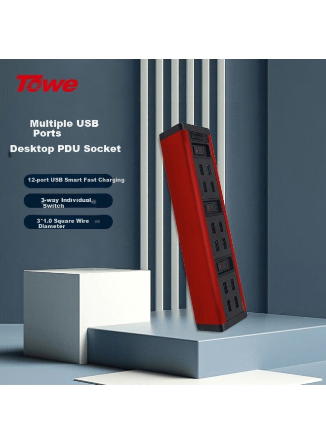 Towe Multi-port Usb Industrial Grade Charging Socket Pdu Power Strip With Individual Control, 12 Usb Ports - Image 1