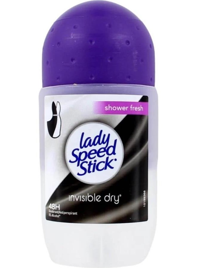 ليدي سبيد ستيك مزيل عرق رول أون غير مرئي جاف برائحة منعشة للاستحمام 50 مل