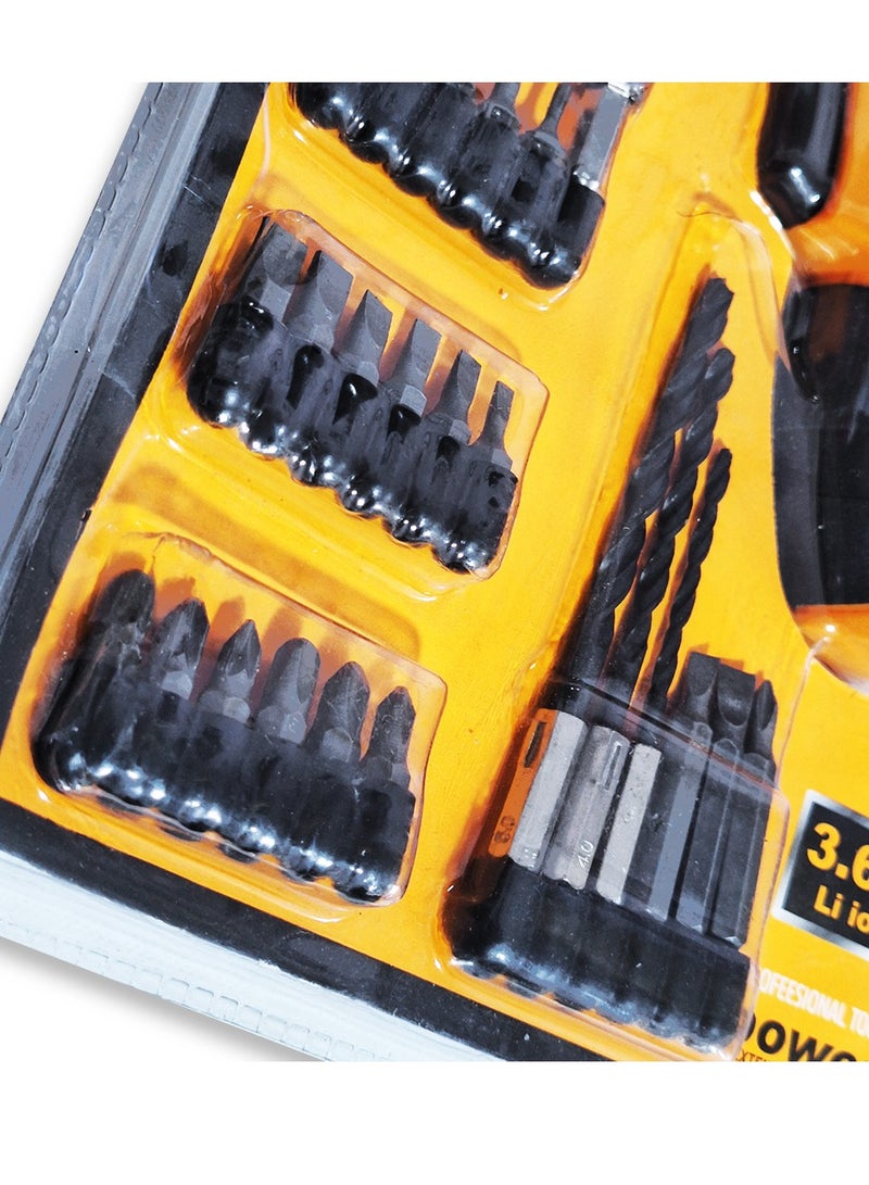 ABC Cordless screwdriver set 26PCS has a electric handy gun design 3.6V with large handles for easy grip and handling when installing or repairing furniture in the home, The machine uses sturdy metal seams made of stainless steel, ensuring durability - Image 4