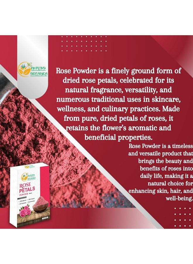 هيربس بوتيانيكا مسحوق بتلات الورد العضوي من هيربز بوتانيكا - مسحوق ورد طبيعي خالٍ من المواد الكيميائية لأقنعة الوجه والعناية بالبشرة ومستحضرات التجميل المنزلية والعلاج بالروائح والاستخدام في الطهي - 2 أونصة، بدون مواد حافظة أو ألوان مضافة - Image 2